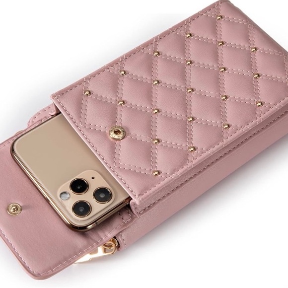 Montana West Pink quilted Crossbody Cell Phone bag RFID with full wallet NWT - Picture 3 of 9